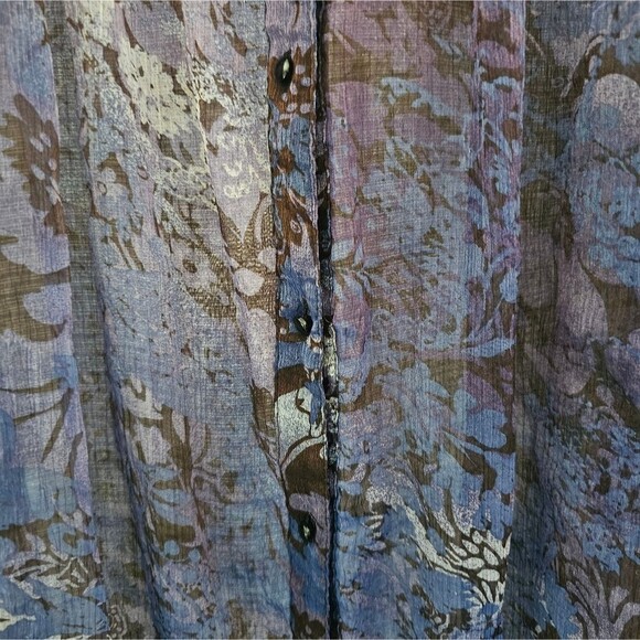Maggie Barnes Sheer Abstract Blouse Women’s 1X 18/20 Blue Purple Artsy Top - Picture 8 of 14